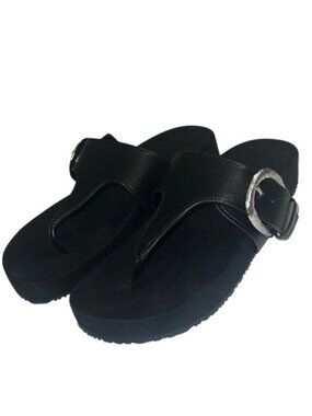 Style & Co Zayaa Black Buckle Flat Toe Post Sandals Size 6 NWOB